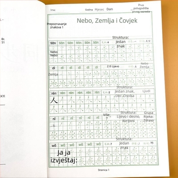Kaligrafska vježbenica usklađena s udžbenikom za prvi razred te vježbe za znakove drugog semestra (Izdanje Narodnog obrazovanja)