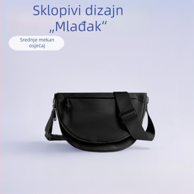 Sklopiva ženska torba za rameni u obliku polumjeseca, jednobojna, svestrana, minimalistička, svakodnevnu namjenu, višestruka namjena, lagana za nošenje