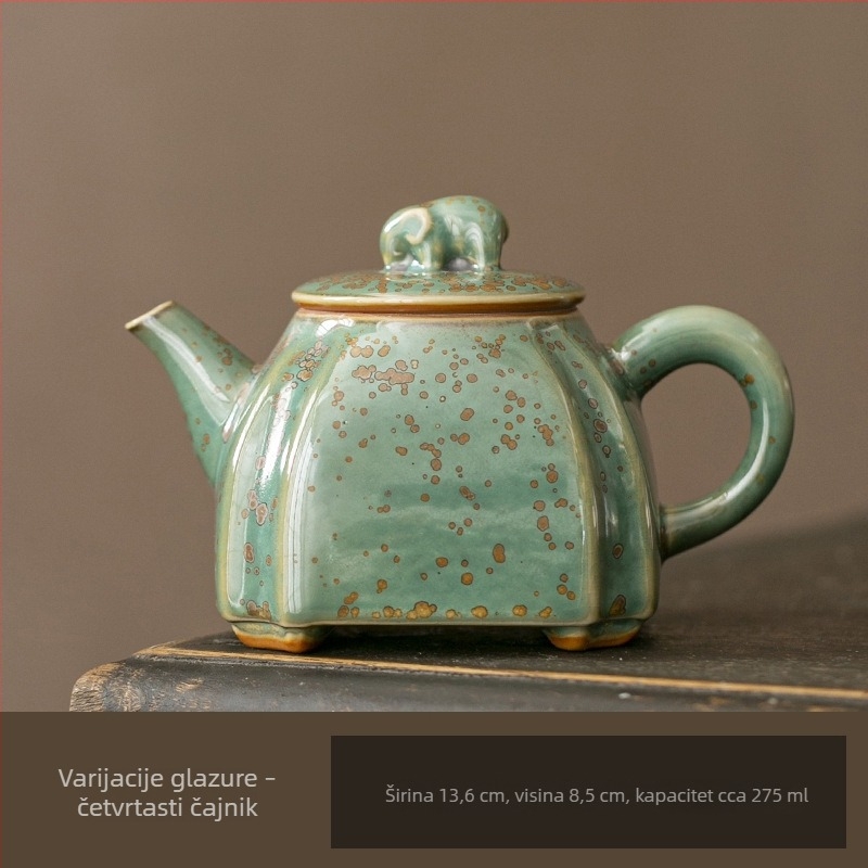 tirkizno-zeleni porcelanski čajnik s glazurom peći, retro stil, Kung Fu čaj oprema, kućna priprema čaja, 2026 novi model, jedan čajnik