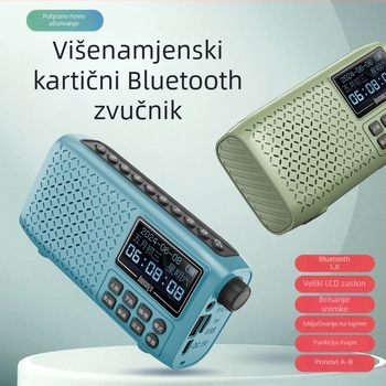 DX90 Bluetooth radio s dvostrukim utorima za kartice, USB, snimanje, ponovljena reprodukcija, prikaz tekstova i tajmer
