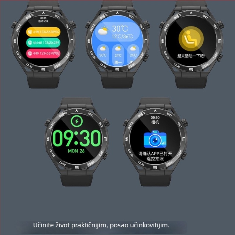 TB71 Bluetooth pametni sat s mjerenjem otkucaja srca, krvnog tlaka i zasićenja kisikom, vodootporan sportski sat s Bluetooth pozivima, Android kompatibilan
