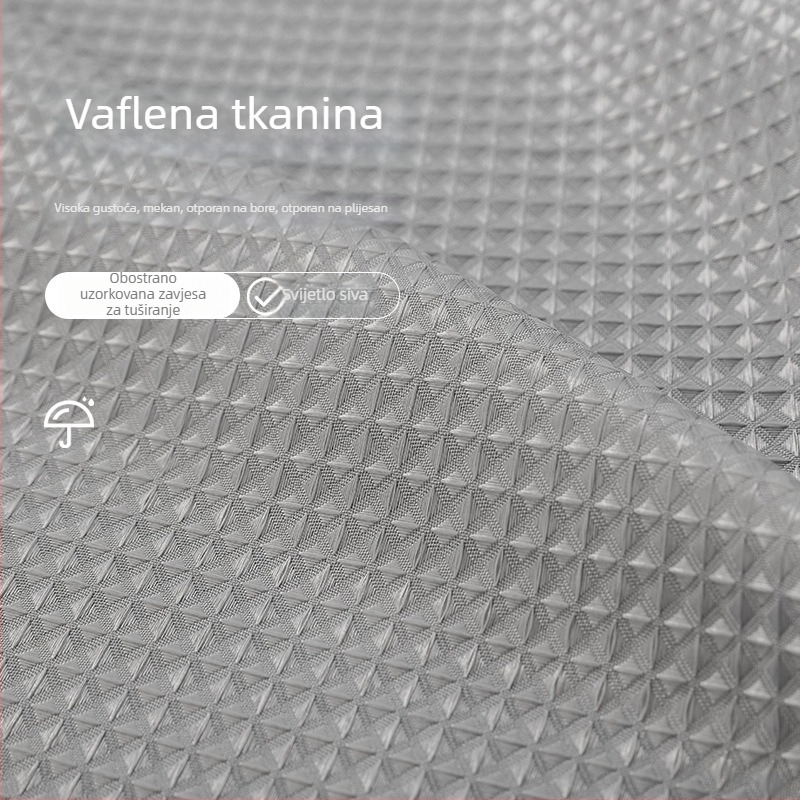 Geometrijska vodootporna zavjesa za tuširanje od poliestera za kupaonicu, bez bušenja