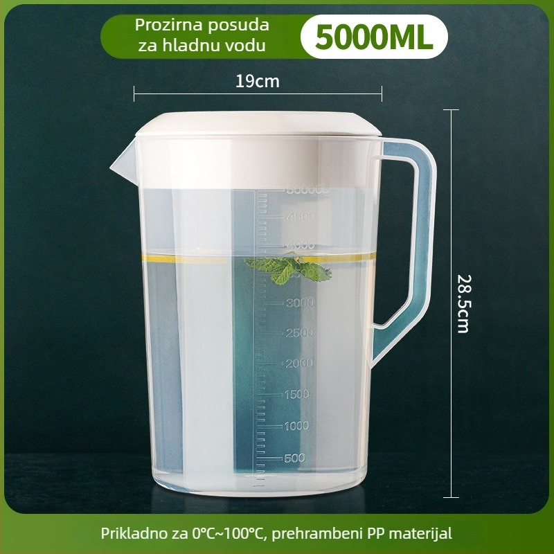 Plastična posuda za hladnu vodu velikog kapaciteta za kućnu upotrebu, posuda za pripremu čaja, otporna na visoke temperature, posuda za hladnu vodu za trgovine s čajem s mjernom skalom, komercijalna uporaba