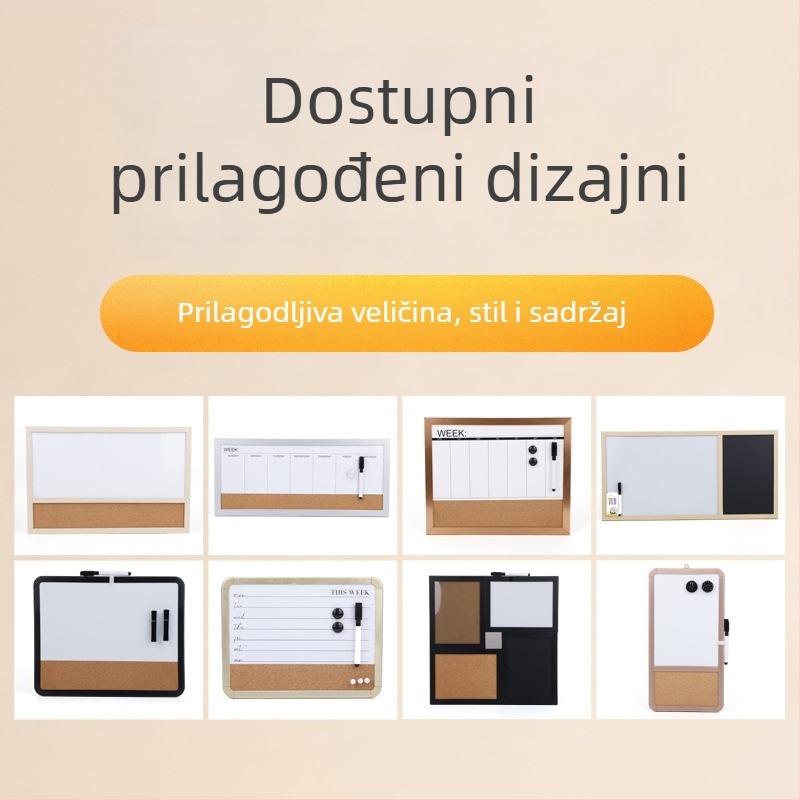 Jednostrana uredska bijela ploča s drvenim okvirom od borovine, magnetska površina za pisanje, sa stojalom