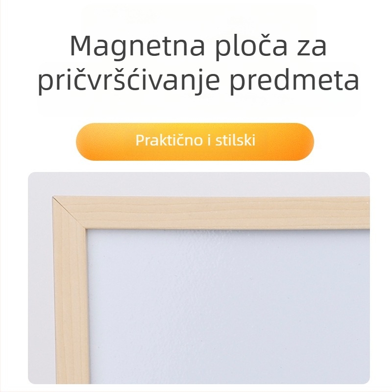 Jednostrana uredska bijela ploča s drvenim okvirom od borovine, magnetska površina za pisanje, sa stojalom