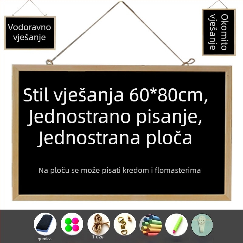 Drvena magnetska dvostrana ploča 60 × 80 cm za dječje crtanje i uredske bilješke