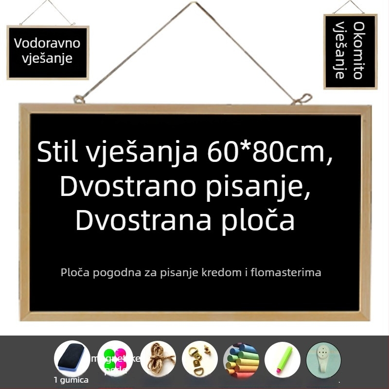 Drvena magnetska dvostrana ploča 60 × 80 cm za dječje crtanje i uredske bilješke