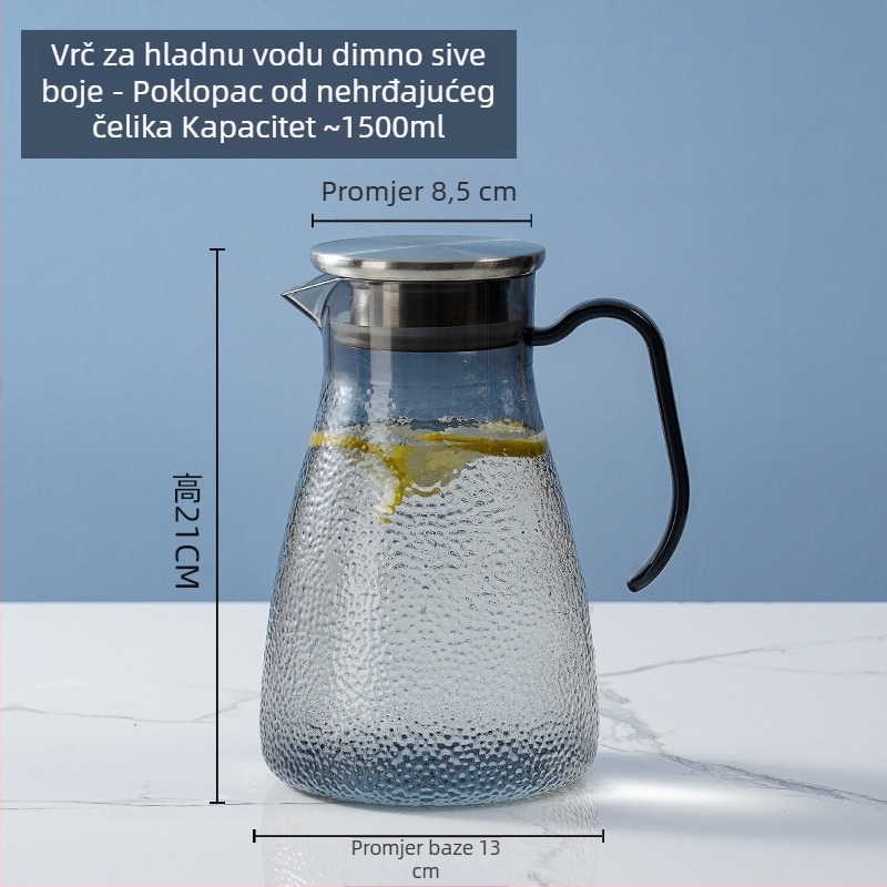 Akrilna karafa s prugama, plastična karafa za hladnu vodu, osmerokutnog oblika, za čaj i napitke, otporna na visoke temperature