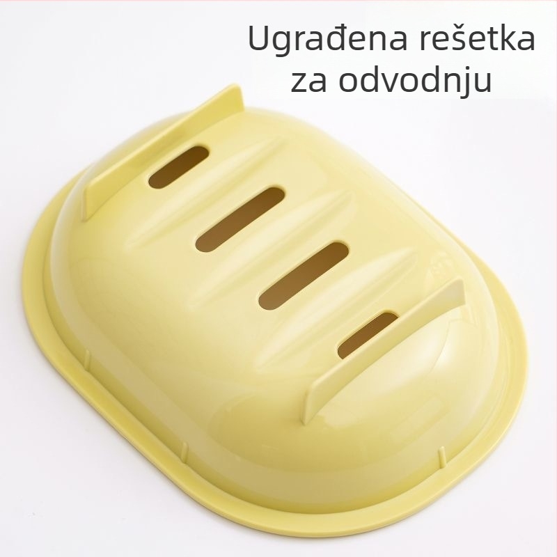 Dvostruki ovalni sapunik s odvodom, jednostavnog jednobojnog dizajna, za kupaonicu i studentski dom