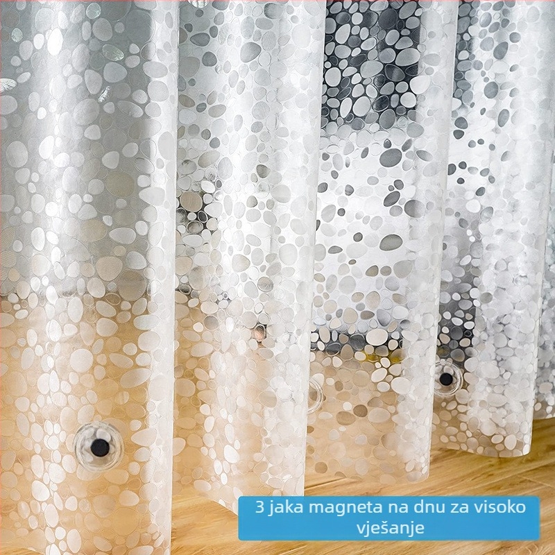 PEVA set tuš zavjesa, vodootporan i toplinska izolacija za kupaonicu, pregradna zavjesa bez bušenja