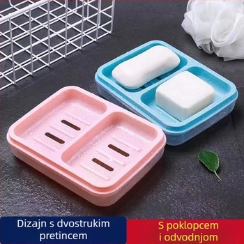 S kapom i dvama odjeljcima, plastična posuda za sapun u kupaonici, za studentski dom