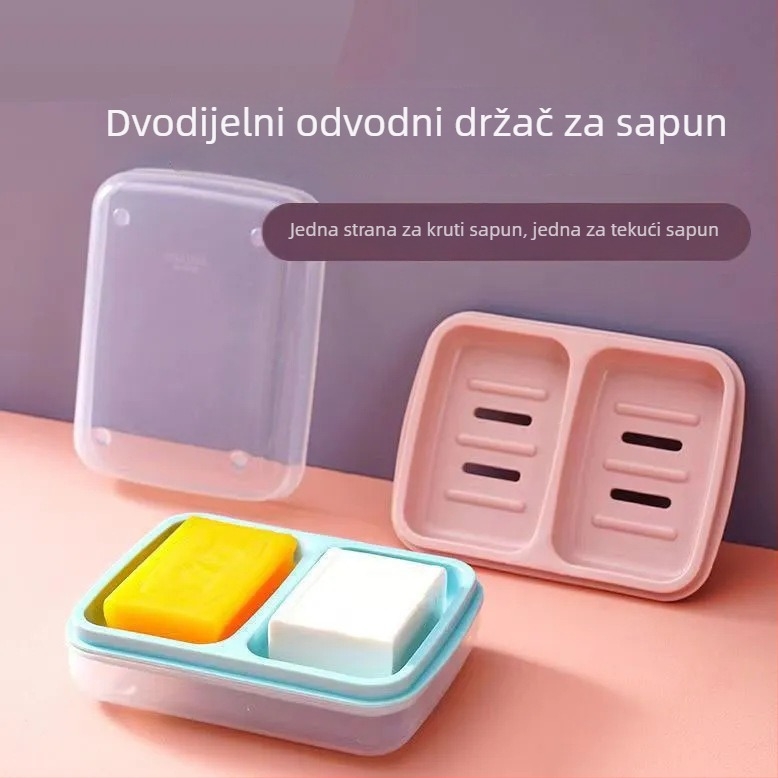 S kapom i dvama odjeljcima, plastična posuda za sapun u kupaonici, za studentski dom