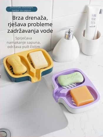 Dvostruki odvod sapuna s izljevom, zidni držač sapuna za kupaonicu