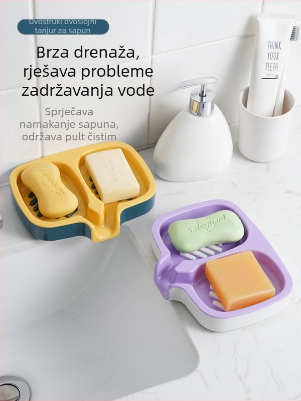 Dvostruki odvod sapuna s izljevom, zidni držač sapuna za kupaonicu
