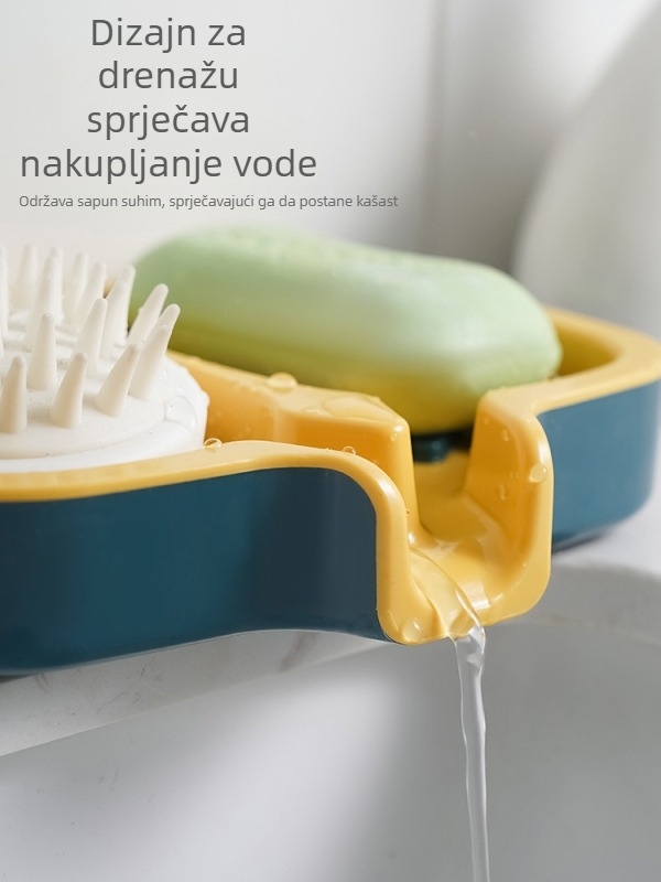 Dvostruki odvod sapuna s izljevom, zidni držač sapuna za kupaonicu