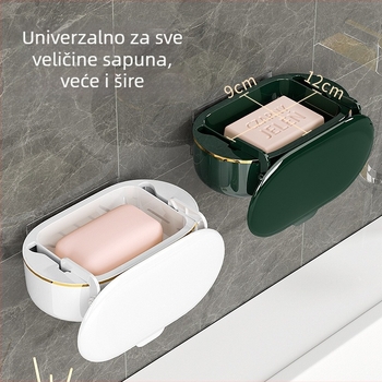 Zidni spremnik za sapun s poklopcem i odvodom, vodootporan prostor za kupaonicu