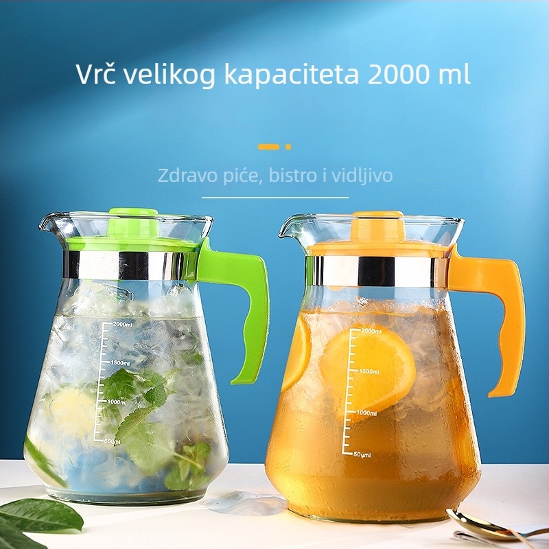 Staklena posuda za hladnu vodu velikog kapaciteta, otporna na visoke temperature, set posuda za čaj i kućna posuda za sok, otporna na eksplozije