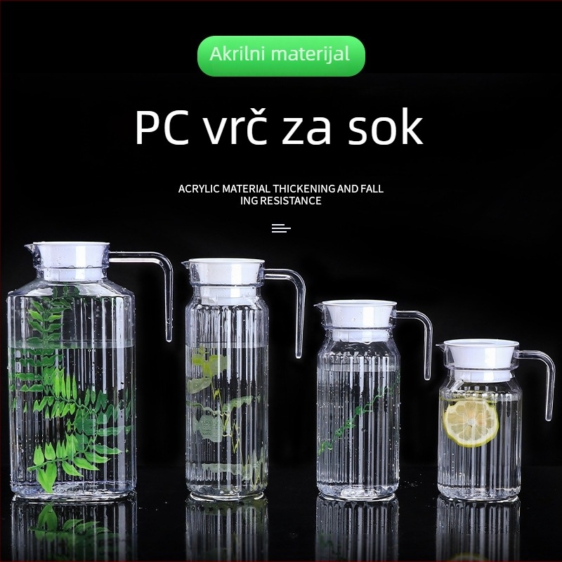 1,1 L akrilna karafa za hladnu vodu s prugama — PC posuda za sokove i napitke, za bar i čaj, otporna na lomljenje