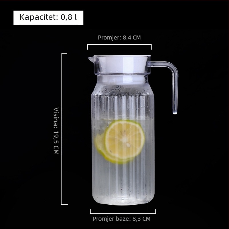 1,1 L akrilna karafa za hladnu vodu s prugama — PC posuda za sokove i napitke, za bar i čaj, otporna na lomljenje