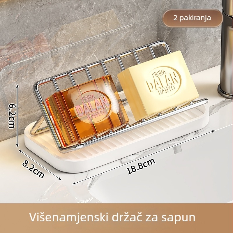 Novi držač sapuna od nehrđajućeg čelika za kućnu upotrebu, kreativni stalak za odvod sapuna na ploču kupaonice