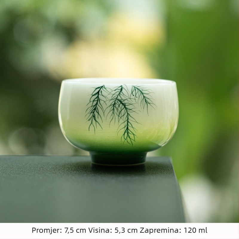 Ručni oslikana šalica od jade porculana za Gongfu čaj, keramička šalica s pod-glazom za meditaciju, luksuzna ledeno bijela porculanska šalica za čaj, jedna šalica