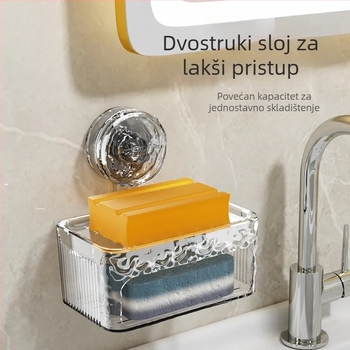 Zidni držač sapuna s usisnom čašom, bez bušenja, luksuzna kupaonica, dvostruki odvodni držač sapuna