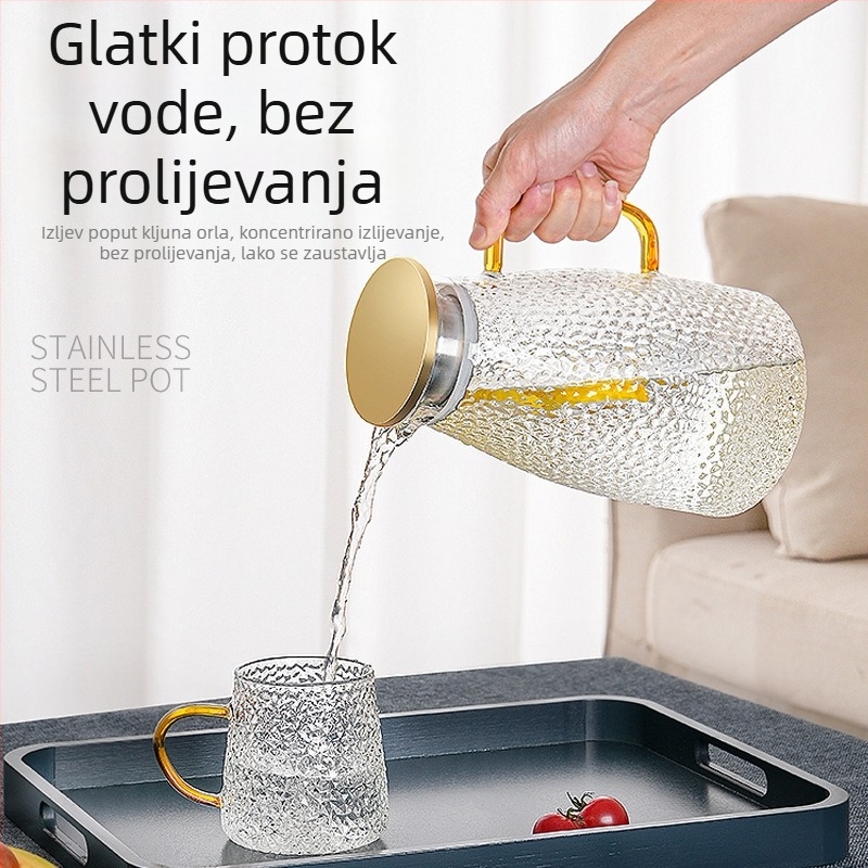 Stakleni čajnik za hladnu vodu, otporan na visoke temperature, velikog kapaciteta, čajnik za voćni čaj, kućni set