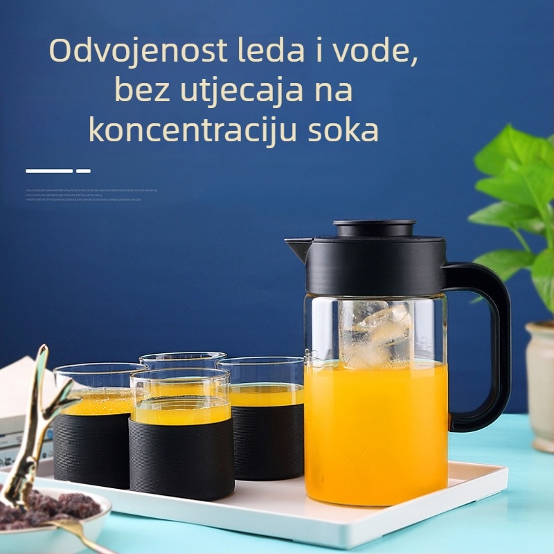 Kantica za hladnu vodu s voćnom infuzijom, staklena borosilikatna, otporna na visoke temperature, veliki kapacitet