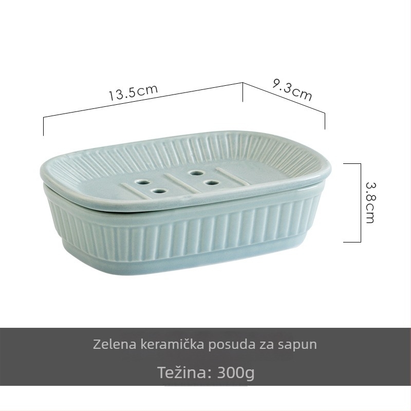 Keramička kutija za sapun u nordijskom minimalističkom stilu, dvostruki sloj s odvodnim pladnjem
