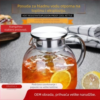 Karafa od borosilikatnog stakla velikog kapaciteta, kućna za hladnu i vruću vodu, sok, zagrijavanje, moderni minimalistički dizajn s zlatnim rubom