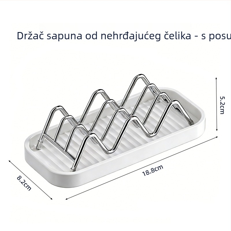 Željezni zidni držač sapuna s poklopcem, bez bušenja, kupaonica, s odvodom