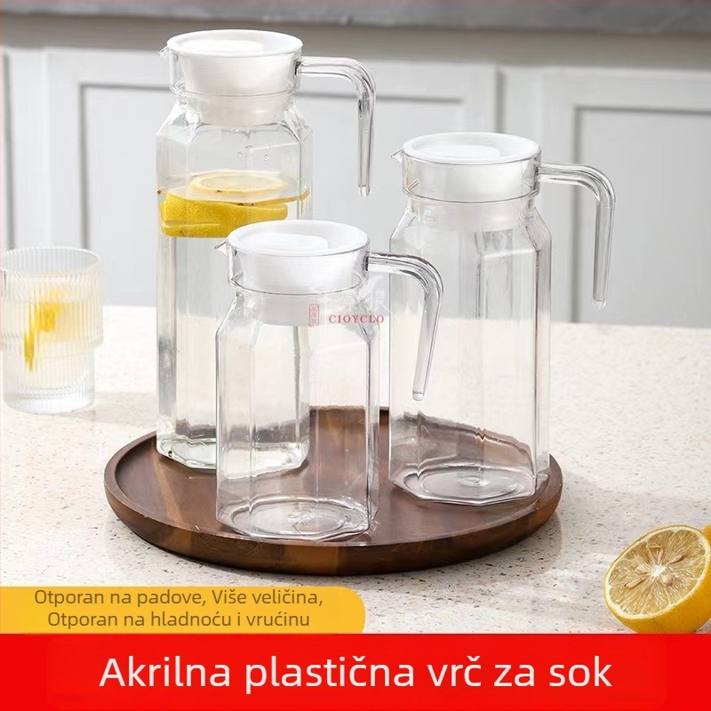 Akril-PC osmerokutna boca za hladnu vodu, prozirna, otporna na visoke temperature, velika kapaciteta za sokove