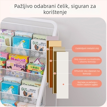 Mali metalni regal za dječje knjige s ilustracijama i časopisima, jednostavan moderni stil