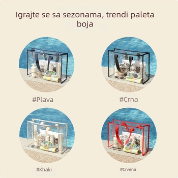 Prozirna vodootporna torba za plažu velikog kapaciteta s ručkom, pogodna za plažu, plivanje i toaletne potrepštine