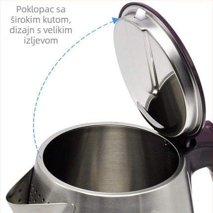 Longli električni kuhalo vode, 2,5 L, od nehrđajućeg čelika 304, zaštita od opeklina, automatsko isključivanje, brzo zagrijavanje, 1500–2000W, baza s 360° rotacijom