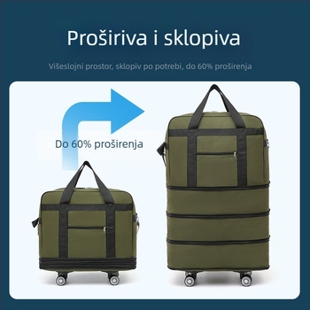 Proširiva putna torba velikog kapaciteta, odvojivi kotači, ruksak i sklopiva putna kolica