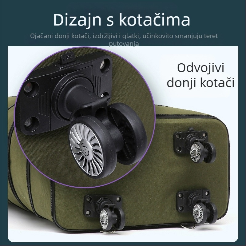 Proširiva putna torba velikog kapaciteta, odvojivi kotači, ruksak i sklopiva putna kolica