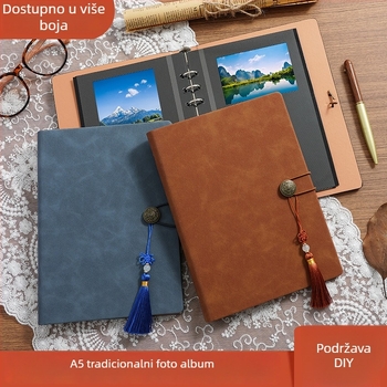 A5 laminirani fotoalbum sa samoljepljivim listovima za DIY zbirku kartica, Polaroid album, s otvorenim listovima, velika pohrana, uključuje naljepnice