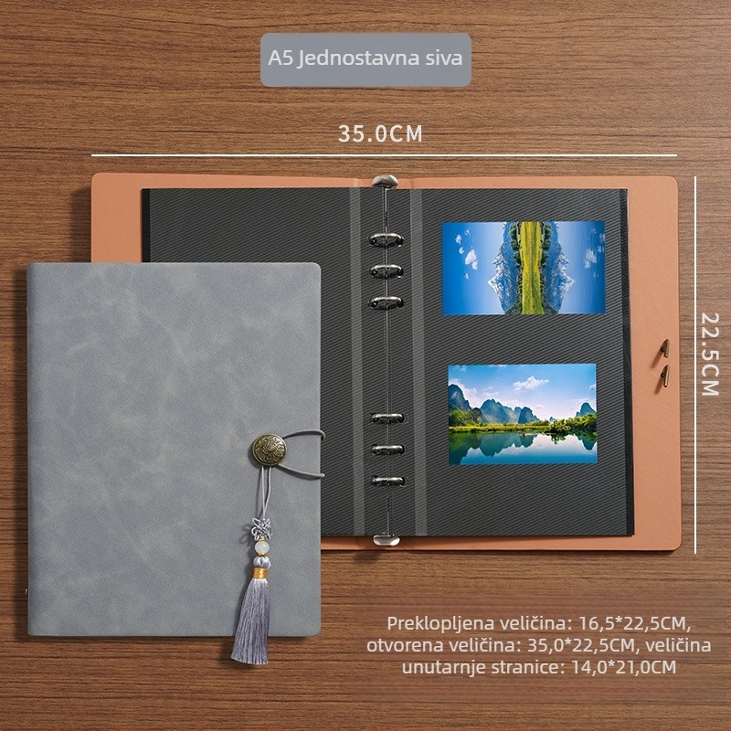 A5 laminirani fotoalbum sa samoljepljivim listovima za DIY zbirku kartica, Polaroid album, s otvorenim listovima, velika pohrana, uključuje naljepnice