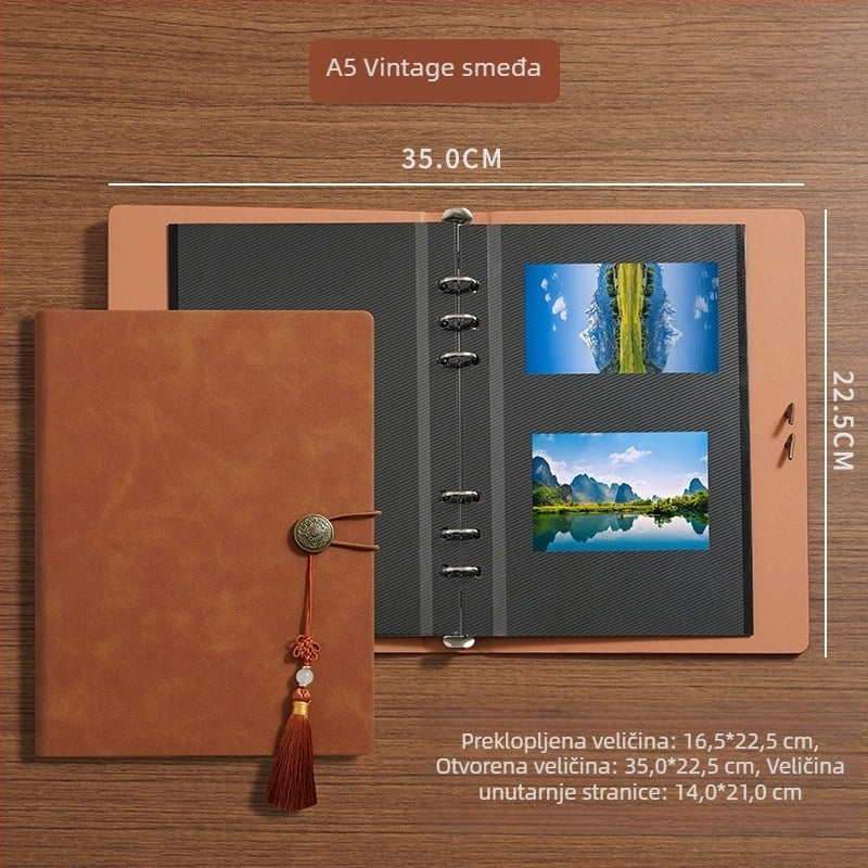 A5 laminirani fotoalbum sa samoljepljivim listovima za DIY zbirku kartica, Polaroid album, s otvorenim listovima, velika pohrana, uključuje naljepnice