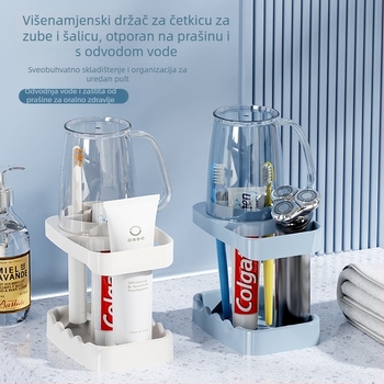 Set higijene za studentski dom: držač za četkicu i čašicu za ispiranje usta, s usisnim držačem