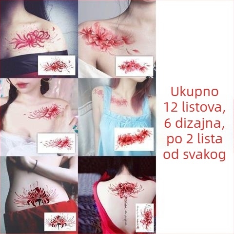 Privremene tetovaže Spider Lily i Hell Girl, Instagram stil, vodootporne za područje ključne kosti, dugotrajni ženski dizajn