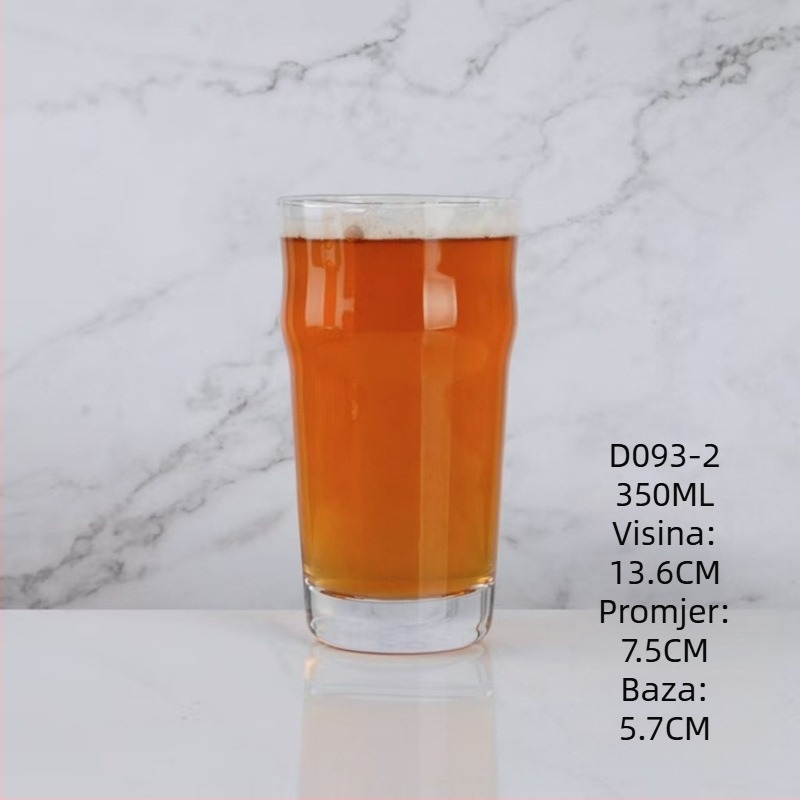 Staklena čaša za pivo, britansko-američka pint čaša sa širokim otvorom, čaša za pšenično pivo, s logom za komercijalne barove