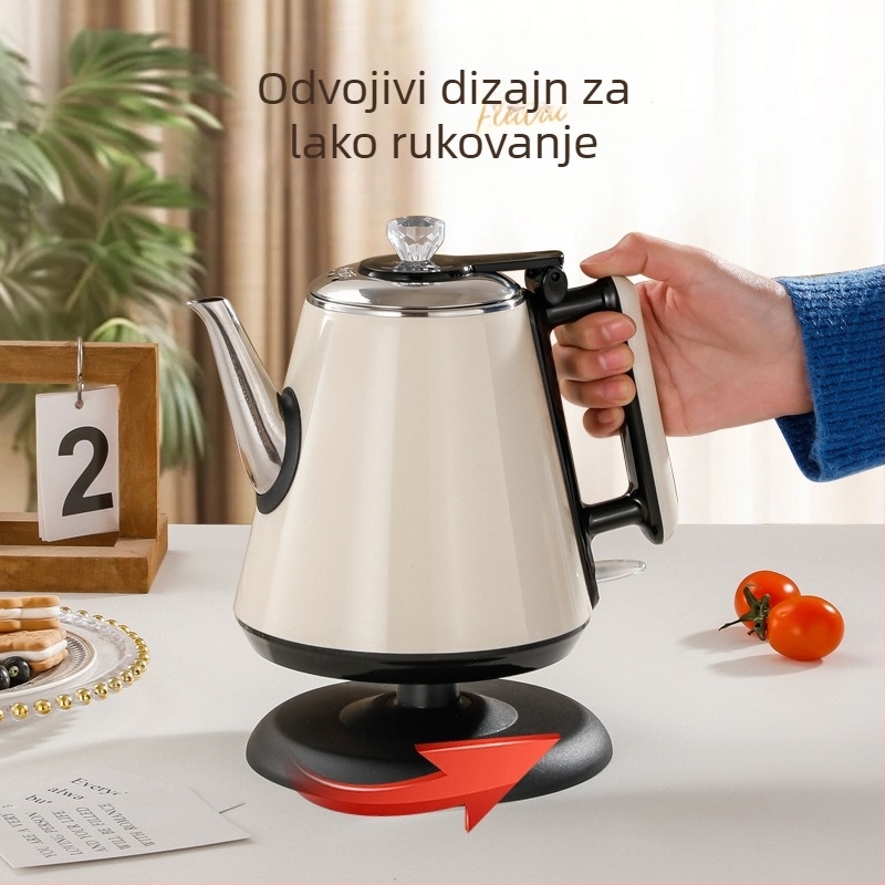 1 L električni kuhalo za vodu, 304 nehrđajući čelik, brzo zagrijavanje, dugi izljev, za čaj, kućanski aparat