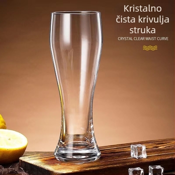 Kućna čaša za pivo, velikog kapaciteta do 500 ml, craft pivo, staklena, modernog jednostavnog dizajna, set čaša s logom