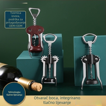 Otvarač za vino od nehrđajućeg čelika i otvarač od cinkovog legura – kućni set za otvaranje vina, šampanjca i piva