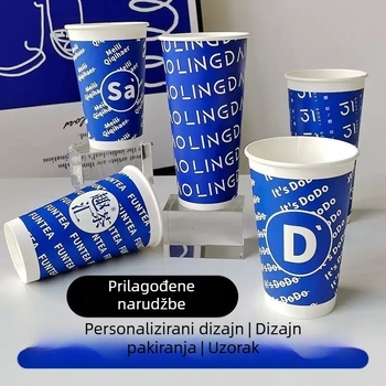 Debeli jednokratni papirnati čaš s poklopcem za vruće i hladne napitke, prilagodba logotipa, čašica za čaj s mlijekom i sojinim mlijekom