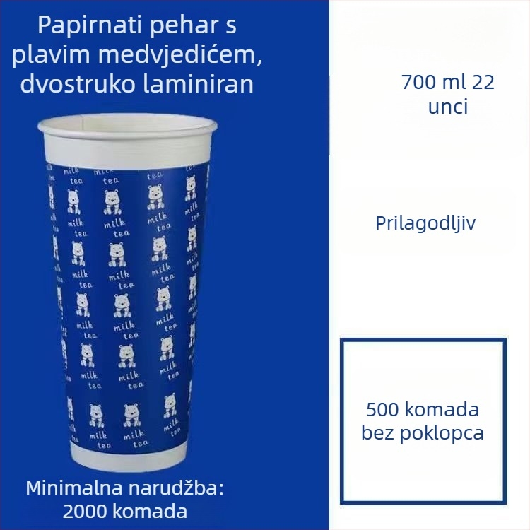 Debeli jednokratni papirnati čaš s poklopcem za vruće i hladne napitke, prilagodba logotipa, čašica za čaj s mlijekom i sojinim mlijekom
