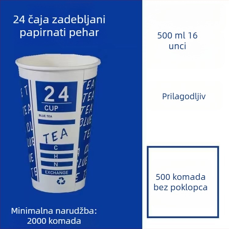 Debeli jednokratni papirnati čaš s poklopcem za vruće i hladne napitke, prilagodba logotipa, čašica za čaj s mlijekom i sojinim mlijekom