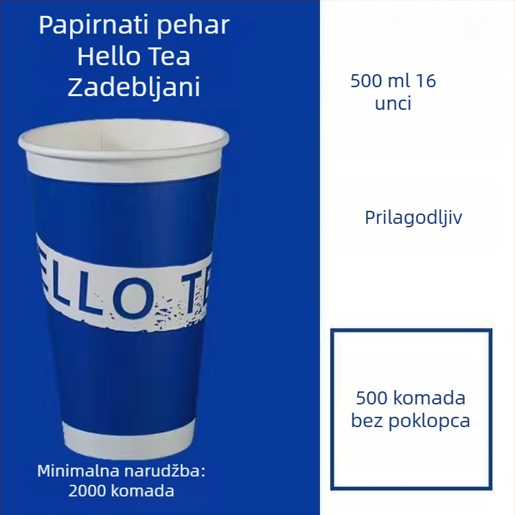 Debeli jednokratni papirnati čaš s poklopcem za vruće i hladne napitke, prilagodba logotipa, čašica za čaj s mlijekom i sojinim mlijekom